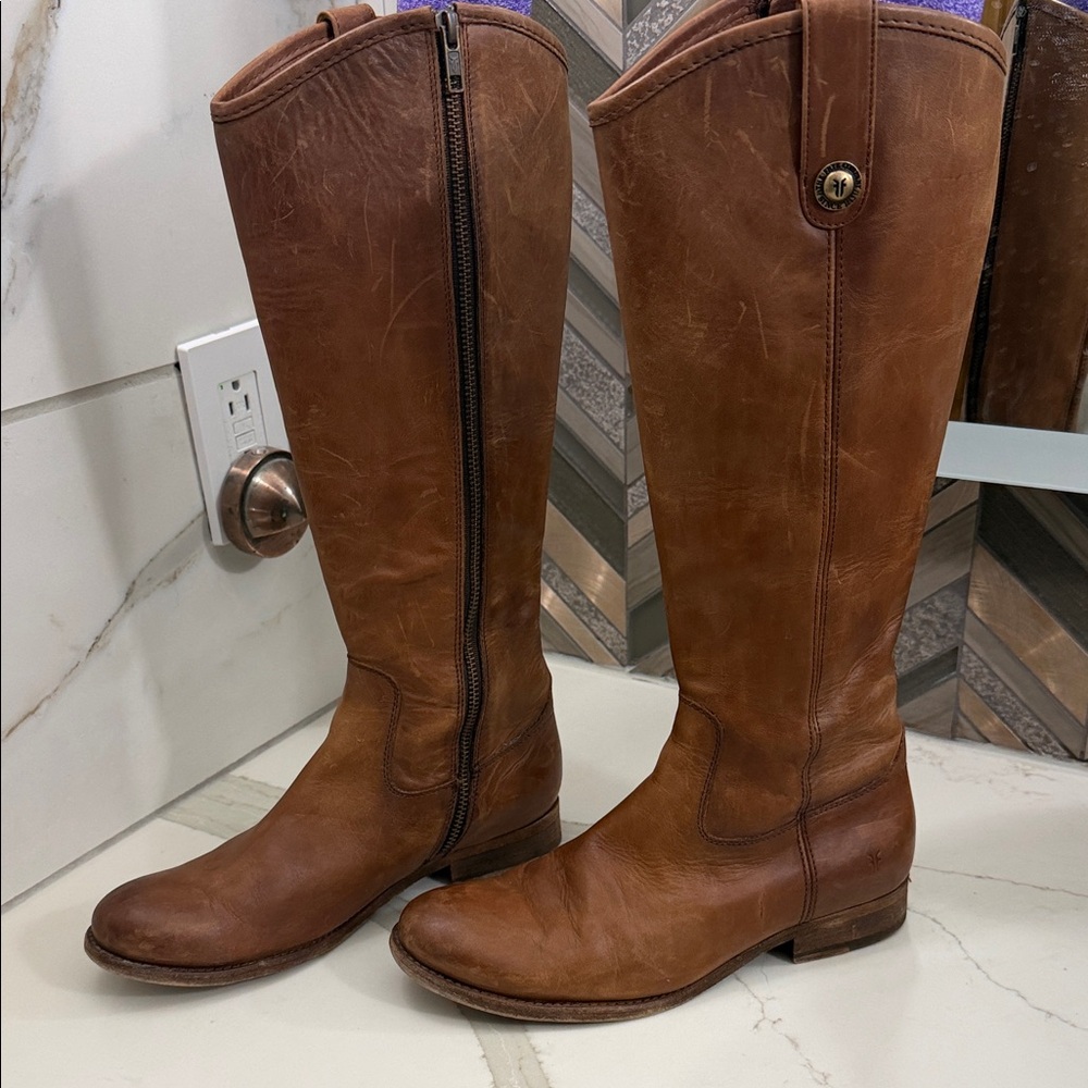 Frye Cognac Leather Over the Knee Boots